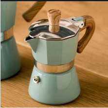 Feyza Design Turkuaz Yeşil Mokapot, Güçlü ve Şık Kahve Demleme Aleti