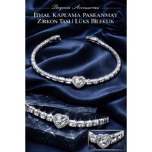 Begonia Accessories Ithal Özel Tasarım Zirkon Taşlı Kadın Bileklik 21 cm – 14K Altın Kaplama & 925 Ayar Gümüş Kaplama Seçenekli – Paslanmaz Kararmaz Baget Zirkon Şerit Bileklik – Şık Trend Kadın Takı - 20