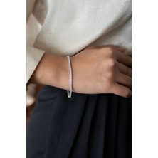 Les Séduisantes C.A. Yuvarlak Zirkon Taşlı Kararmaz Altın Kaplama 2mm Bileklik Vıp