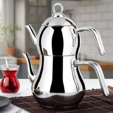 Feyza Design Sağlam ve Şık Büyük Boy Çelik Çaydanlık, Pratik Kullanım Kolaylığıyla