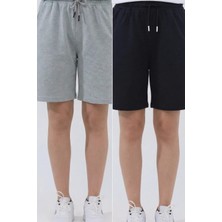 Veleno Kadın 2'li Paket Oversize Relaxed Bermuda Şort Rahat Kalıp