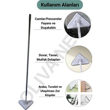 Funflex Üçgen Mop Seti – 3 Parça Boru + 2 Adet Mikrofiber Bez, Teleskopik Yer ve Cam Temizleyici