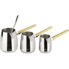 Feyza Design Paslanmaz Çelik Gold Cezve Takımı, Şık ve Dayanıklı Mutfak Gereci