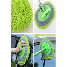 Funflex Çok Fonksiyonlu 2 In 1 Şönil Mikrofiber Araba Yıkama Paspas Temizleme Fırçası Teleskopik Uzun Saplı