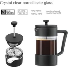 Feyza Design 420 ml Siyah Borosilikat French Press ile Mükemmel Kahve Deneyimi