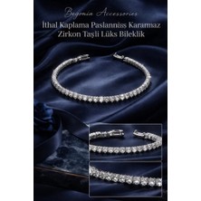 Begonia Accessories Ithal Özel Tasarım Zirkon Taşlı Kadın Bileklik 21 cm – 14K Altın Kaplama & 925 Ayar Gümüş Kaplama Seçenekli – Paslanmaz Kararmaz Baget Zirkon Şerit Bileklik – Şık Trend Kadın Takı - 19