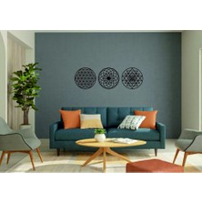 Mad Tasarım Ahşap Yaşam Çiçeği Sri Yantra Torus Nefesi Üçlü Dekoratif Tablo Duvar Süsü Shri Yantra