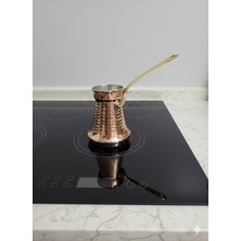 Feyza Design Armoni Bakır Cezve, Indiksiyon Taban, Pirinç Kulp, Geniş Taban, 4 Kişilik