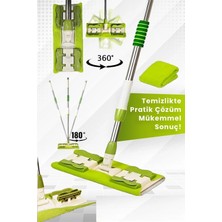 Özgürce Yeşil Mikrofiber Mandallı 360° Döner Başlıklı Mop + Yedek Bez Hediye