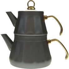 Feyza Design Metal Saplı Granit Çaydanlık Takımı, Şık ve Dayanıklı Mutfak Gereçleri