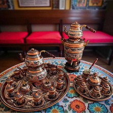 Feyza Design El Yapımı Erzincan Bakır Seti, Mine Işlemeli Çeyizlik Takım