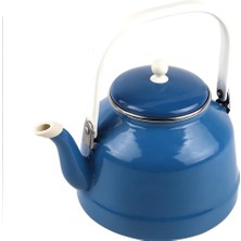 Feyza Design Mavi Emaye Çaydanlık 3,5 Litre, Üstten Tutmalı, Çinko Bitki Çayı Demliği