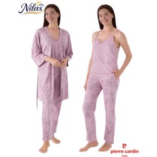 Pierre Cardin Kadın 3'lü Sabahlıklı Takım-Gül Kurusu