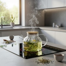 Feyza Design 1000 ml Cam Demlik, Şık ve Dayanıklı Çay Demleme Seti