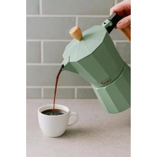 Feyza Design Su Yeşili Garen Moka Pot 6 Fincan, Şık ve Pratik Kahve Keyfi