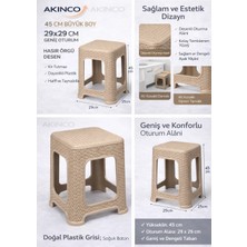 Akinco 1 Adet Büyük Kahve Tabure Kir Tutmaz 45CM Hasır Örgü Yemek Masasına Uygun Alt Kuşaklı Sağlam Dizay