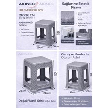 Akinco 1 Adet Küçük Gri̇ Tabure Kir Tutmaz 30 cm Hasır Örgü Uygun Alt Kuşaklı Sağlam Dizayn