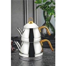 Feyza Design Aile Boy Gold Çaydanlık, Şık ve Dayanıklı, Kaliteli Sıcaklık Koruma