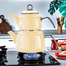Feyza Design Emaye Çaydanlık Krem C-300, Şık ve Dayanıklı Mutfak Gereci