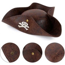 Zero Land Storozal Kaptan Jack Korsan Şapkası Vinleks Deri Denizci Korsan Şapkası