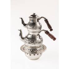 Feyza Design El Çiçek Işlemeli Bakır Çaydanlık ve Balkon Sefası Takımı