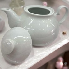 Feyza Design Beyaz Porselen Demlik, Kapaklı, Zarif ve Şık Tasarım