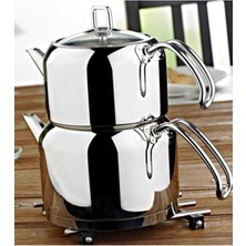 Feyza Design Paslanmaz Çelik Ece Çaydanlık Takımı Mega Boy S-1318 Beyaz