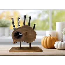 Wood Birds El Yapımı Doğal Ceviz Ağacı Magnetli Bıçaklık | Rustik Mutfak Dekoru | Organik Form Tasarım ve Güçlü Neodyum Mıknatıs