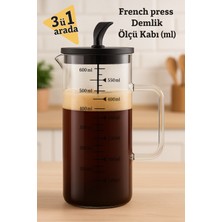 Feyza Design 3 Ü 1 Arada Ateşe Dayanıklı French Press Demlik 600ML