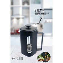 Feyza Design Siyah Camlı French Press 350ML, Şık ve Pratik Kahve Demleme Aracı