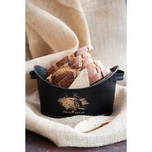 Reoona Ekmek Sunum Kabı Gold Siyah Ekmeklik Kayık Ekmeklik