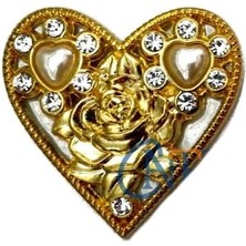 Kuzgun Ticaret Taşlı Kalp Broş, Kutu, Sandık Süsü - Sarı, 10 Adet