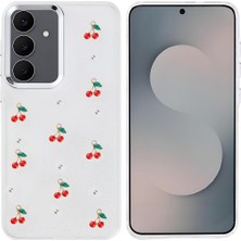 Giz Story Galaxy S25 Fe Kılıf Airbag Tasarımlı Simli Şeffaf Zore Kutup Kapak - Kiraz