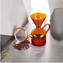 Feyza Design 1200 ml Borosilikat Amber Cam Kahve Demliği Metal Süzgeçli