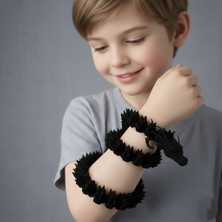 Hareketli Eklemli Ejderha Figürü - 46 cm Stres Oyuncağı - Esnek Eğitici Hayvan Figürü- SİYAH