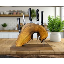 Wood Birds El Yapımı Kiraz ve Ceviz Ağacı Magnetli Bıçaklık | Rustik Mutfak Dekoru | Organik Form & Güçlü Neodyum Mıknatıs