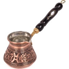 Feyza Design El Işlemeli Bakır Türk Kahve Cezvesi, 2 Kişilik, Sedef Kulplu, Kalay Kaplama