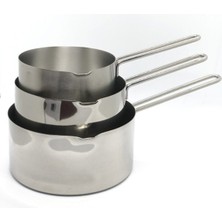 Feyza Design 3'lü Paslanmaz Çelik Kaçerola, Sütlük ve Sosluk Seti 12-14-16 cm