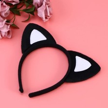 Just Cheap Store Kedi Kulak Taç Siyah Içi Beyaz Renk Pofuduk 15X17 cm