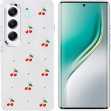 Giz Story Tecno Camon 40 4g Kılıf Airbag Tasarımlı Simli Şeffaf Zore Kutup Kapak - Kiraz