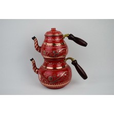 Feyza Design El Işlemeli Erzincan Bakır Demlik Çaydanlık, Şık ve Zarif Tasarım