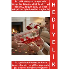 Wintoup Dekoratif Hediyelik Sevgililer Günü Yıldönümü Özel Gün Evlilik Romantik Batmayan Kalp Güllü Akvaryum