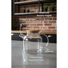 Feyza Design Şeffaf Cam Demlik 1500ML, Çay Demleme ve Servis Için Mükemmel Seçim