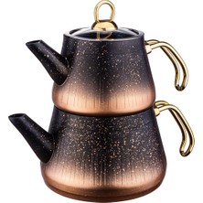 Feyza Design Şık Siyah Granit Çaydanlık Takımı, Dayanıklı ve Modern Tasarım