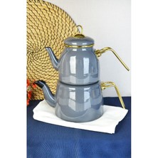 Feyza Design Gri Emaye Çaydanlık, Şık Kulp Tasarımı, 201297, Elite Class