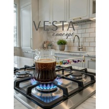 Feyza Design Işlevsel Borosilikat Cam Cezve, 400 Ml, Özel Çiçek Kulplu Tasarım