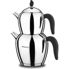 Feyza Design Şehnaz Siyah Krom Çaydanlık Takımı, Şık ve Dayanıklı Tasarım