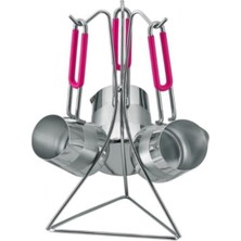 Feyza Design Prizma 3'lü Fuşya Cezve Seti, Şık ve Kullanışlı Mutfak Aksesuarı