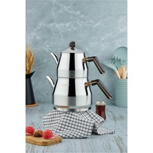 Feyza Design Paslanmaz Çelik Aile Boy Çaydanlık Seti, 3,15 L, Şık ve Dayanıklı Tasarım