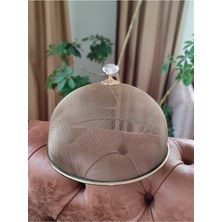 Feyza Design 30 cm Lüx Gold Çelik Örgü Tel Fanus Sunum Kapak